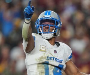 Lions’ Amon-Ra St Brown performs viral Trump dance after touchdown