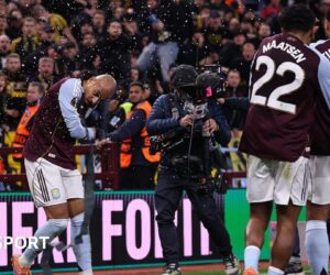 Donyell Malen hit by cup as Aston Villa game halted because of crowd trouble