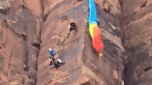 Heart-racing video shows BASE jumper rescue in Kane Creek canyon, Utah