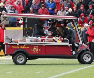 Iowa State’s Benjamin Brahmer carted off, hospitalized after scary collapse