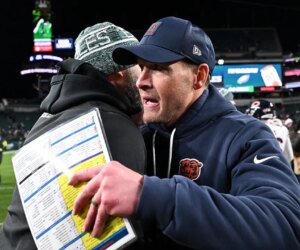 Ben Johnson celebrates Bears victory over Eagles shirtless in wild video