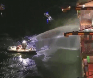 Cargo ship catches fire at Port of Los Angeles, prompting evacuations