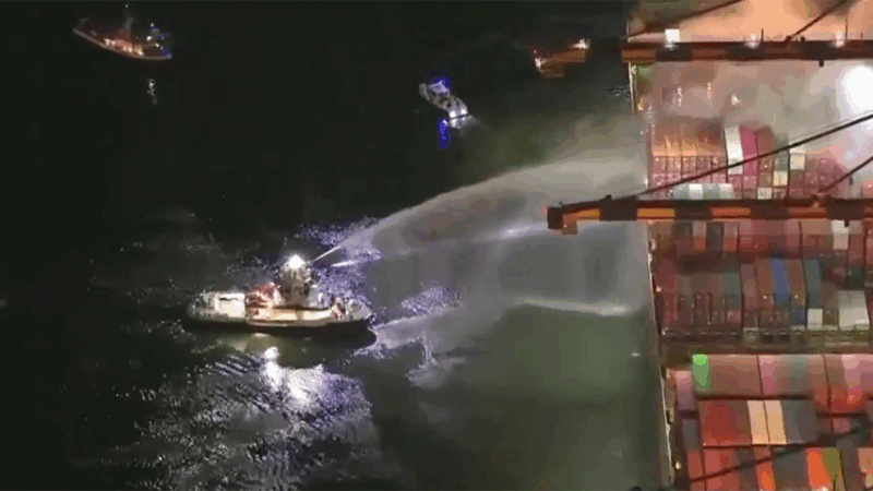 Cargo ship catches fire at Port of Los Angeles, prompting evacuations