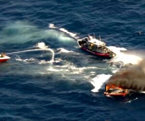 Two boaters rescued after boat fire off coast of Hallandale Beach, Florida