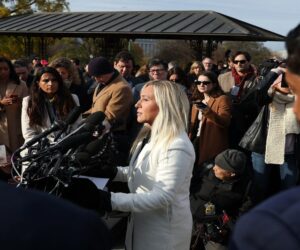 Marjorie Taylor Greene speaks at press conference with Epstein victims