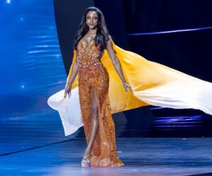 Miss Jamaica falls off stage during Miss Universe pageant in Thailand