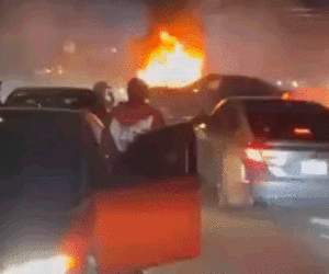 Violent mob attacks residents, burns car in New York City street takeover