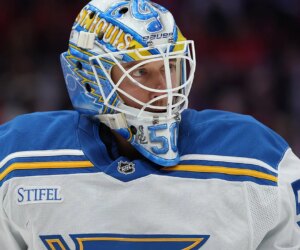 Blues’ Jordan Binnington tries to pocket Alex Ovechkin’s milestone goal