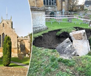 Unusual sinkhole collapse reveals 300-year-old vault on English churchyard grounds