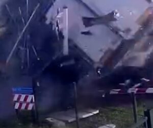 Train collides with truck at Dutch railroad crossing